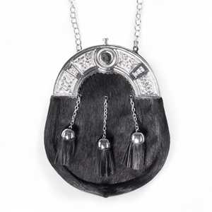 Geoffrey FULL DRESS SPORRAN Premium Quality 100% Cow Leather Formal Scottish Kilt Jacket Black for Men with Metal Cantle - Product Image 3