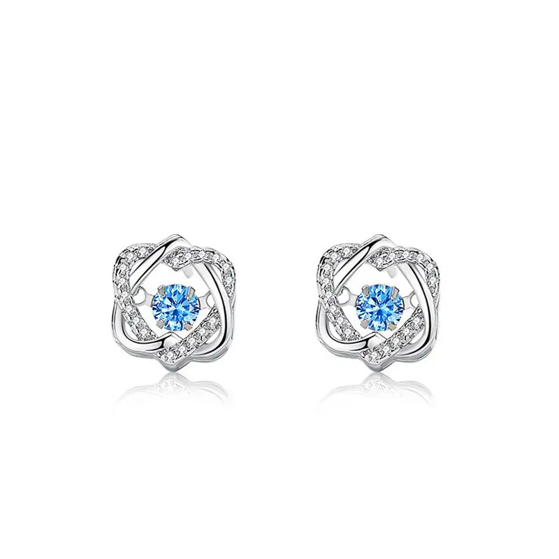 Di alta qualità gioielli di moda 2024 orecchini cuore di lusso all'ingrosso blu zircone doppio cuore orecchini a bottone per le donne