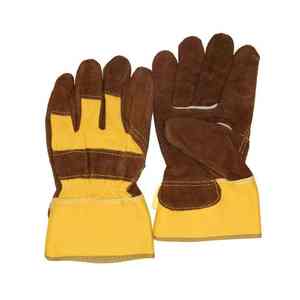 Venta al por mayor guantes de trabajo de cuero protectores guantes resistentes antienvejecimiento guantes de trabajo de cuero de colores personalizados industriales altos - Product Image 1