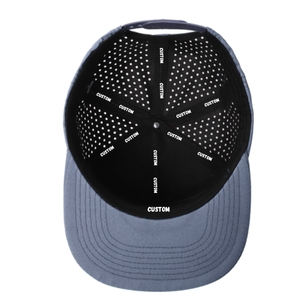 Casquette de golf 7 panneaux hydrophobe à ventilation laser, logo personnalisé, visière plate, snapback, performance respirante, fabriquée au Vietnam - Product Image 4