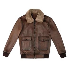Abrigos de cuero a la moda para hombre, chaqueta de cuero de alta calidad, piel de cordero auténtica, directo de fábrica, talla grande, chaqueta de cuero con cremallera. - Product Image 1