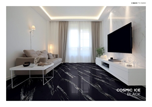 Azulejos de porcelana de alto brillo de 600x1200mm COSMIC ICE BLACK - Product Image 3