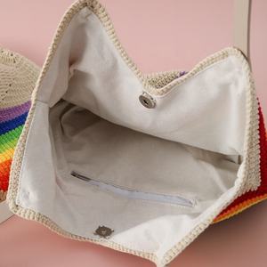 Bolso de Hombro Casual Tejido a Crochet con Diseño Arcoíris para Mujer, Estilo Bohemio, con Compartimento para Teléfono Móvil, Ideal para Viajes Diarios - Product Image 5
