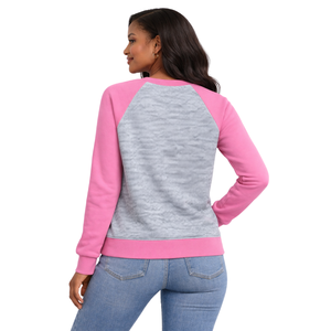 Sweat-shirt à manches raglan et col rond gris chiné, sororité grecque, femmes, rose et vert, sororité universitaire, vêtements décontractés élégants - Product Image 2