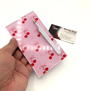 Precio al por mayor lazo de cereza roja azulejo de paleta de pestañas de acrílico sostenible con imán para pinzas azulejos de bandeja de pestañas con logotipo personalizado - Product Image 5