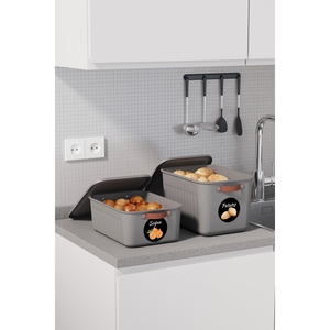 3-Tier Shelved Vegetable Rack Set, Potato, Onion, Garlic Grey Storage <b>Box</b> and 4-Tier Ombeg <b>Shelf</b> Set - Product Image 3