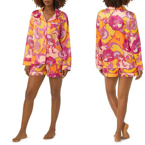 Pijamas de Algodón Estampados Personalizados con Dibujos Animados a Rayas, de Secado Rápido, para Mujer, Cintura Elástica, Conjunto de Tres Piezas, Primavera Otoño - Product Image 6