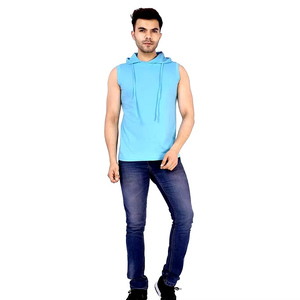 Sweat à capuche sans manches pour homme, coupe musclée, avec impression de logo personnalisée, respirant, séchage rapide, polyester/coton, fitness - Product Image 4