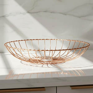 Wholesome Fresh Metal Fruit <b>Basket</b> Stylish Eco-Friendly Assorted Fruits Table Display <b>with</b> Handle Width 33.56cm Height 7.62cm - Product Image 3