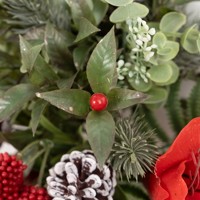 Guirlandes et Couronnes de Noël Traditionnelles Vertes de 30 cm à Fixation Murale avec Baies Synthétiques – Décoration Élégante pour la Maison