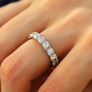 Mayorista Glamorous Shiny Full Eternity Wedding Bands Cut Moissanite Diamonds en plata esterlina con diseño de joyería de oro - Product Image 2