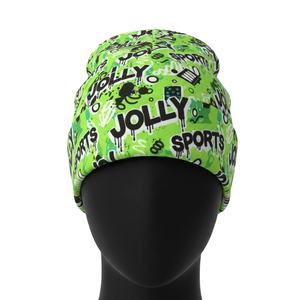 Women <b>Beanie</b> Cap Soft Fabric Neon <b>Green</b> Printed Design Custom Logo Printing for Sports Winter Outdoor Wear Jacquard <b>Beanies</b> Cap - Product Image 1