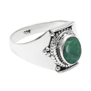 Classique fait à la main en argent sterling 925 magnifiquement conçu Style vintage anneaux de pierres précieuses émeraude naturelle pour elle au prix de gros - Product Image 1