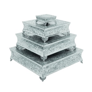 Support de gâteau en métal de forme ronde de finition nickelée support de serveur de gâteau aux fruits décoratif fait à la main pour les fêtes de table - Product Image 2