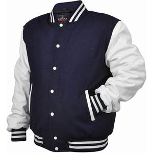 Veste universitaire pour hommes manches en cuir véritable et laine mélangée Letterman Boys College Varsity Jackets XS-5XL - Product Image 5