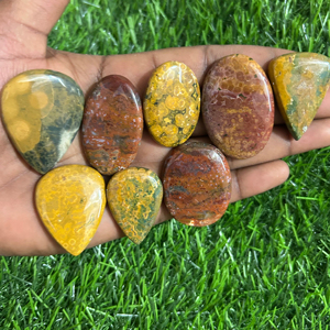 AAA + คุณภาพหินแจสเพอร์ Cabochon ทะเลธรรมชาติอัญมณีหลวมหลากสีสำหรับทำเครื่องประดับรูปทรงผสมและขนาดหินแจสเปอร์ทะเล - Product Image 1