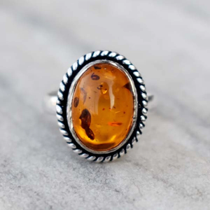 Handmade 925 Sterling Silver Classic Style Fine <b>Ring</b> Natural Baltic <b>Amber</b> Gemstone Bezel Setting for Wedding Engagement - Product Image 1