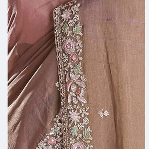 เสื้อไหมออร์แกนซ่าผ้าโปร่งบางแท้พร้อมด้ายปักเลื่อม zari สำหรับใส่ทำงานและงานสไตล์อินเดียสำหรับผู้หญิงสำหรับงานแต่งงานและปาร์ตี้ - Product Image 1