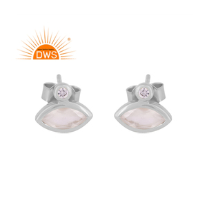Latest Trending Sterling Silver Natural Cz & Rainbow <b>Moon</b> Stone Gemstone Marquise Stud <b>Earring</b> Custom Jewelry Manufacturer - Product Image 1