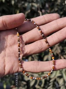 Collar de Cuentas de Ojo de Tigre Natural, Cuentas Redondas Facetadas de 2 mm, Joyería de Piedra Preciosa de Ojo de Tigre Natural, Collar de Sanación en Capas - Product Image 2