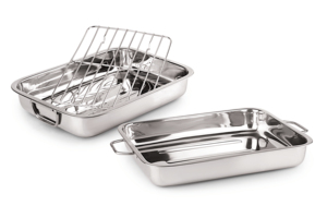 Stainless Steel Rectangular Roasting Pan Removable <b>Wire</b> Rack (Heavy-Duty Oven Roaster Tray) Mirror Polish Chrome Finish - Product Image 2