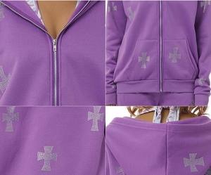 Sweats à capuche en strass pour femmes de qualité supérieure vêtements pour adultes prix bon marché sweats à capuche respirants anti-rides pour femme avec logo personnalisé/dessins - Product Image 5