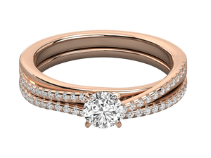 Ensemble de bagues de fiançailles et de mariage en or massif 14 carats avec diamant de laboratoire certifié IGI, bande éternelle classique, bijoux fins pour femmes - Product Image 3