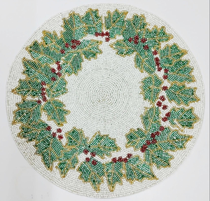 Mantel Individual Semilla Cuentas Bordado Arte Semilla Cuentas Costura Abalorios Técnicas Diseños hechos a mano de La India Mantel hecho a mano - Product Image 1