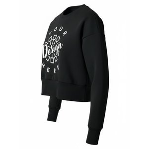 เสื้อสเวตเชิ้ตผู้หญิงสีดำพิมพ์โลโก้ตามสั่ง ขายดี ใส่สบาย อบอุ่นสำหรับฤดูหนาว สไตล์ไฮสตรีท เป็นมิตรกับสิ่งแวดล้อม เสื้อสเวตเชิ้ตผู้หญิงสำหรับใส่เป็นเสื้อนอก - Product Image 4