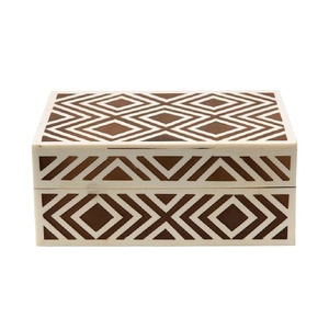 Handmade Diamond Pattern Resin and MDF Jewelry <b>Box</b> with Stylish Inlay Lid Carton <b>Packed</b> Storage Case - Product Image 1