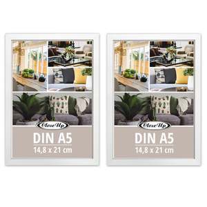 Lot de 2 cadres photo blancs en MDF 14,8 x 21 cm DIN A5, décoration en bois pour la maison et la présentation, surface peinte - Product Image 3