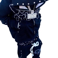Fabricant OEM – Nouveauté Ensemble Survêtement Maternité Y2K Personnalisé avec Strass, Pantalon Baggy Double Taille Superposé et Sweat à Capuche Évasé – 100% Coton