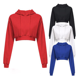 Jersey corto para mujer Sudaderas con capucha de lana Jersey informal multicolor Manga larga con cordones - Product Image 1