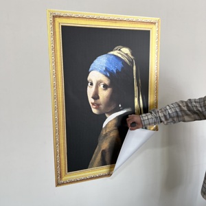 Johannes Vermeer Girl พร้อมภาพต่างหูมุกวัสดุโพลีสไตรีนที่ทนทานนำกลับมาใช้ใหม่ได้ช่วยยึดพื้นผิวด้วยไฟฟ้าสถิต - Product Image 5
