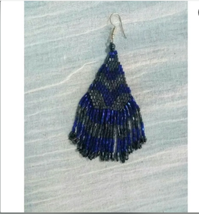 Boucles d'oreilles en perles bleues faites à la main, tendance et économiques, de N S TOMAR HANDICRAFTS - Product Image 2