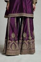 Nouvel arrivage de tissu lourd Gharara Salwar Kamiz Duppata vin couleur indien pakistanais travail de broderie pour la fête de l'Aïd