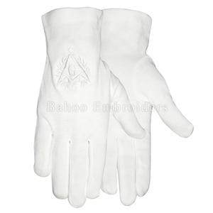 GANTS MASONIC REGALIA EN COTON BLANC AVEC BRODERIE JAUNE - Product Image 5