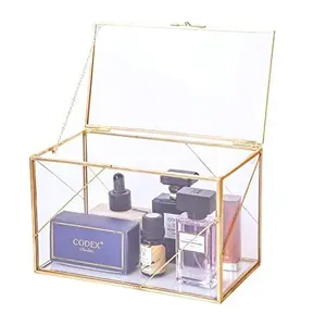 Boîte à bijoux en laiton et acrylique de meilleure qualité Boîte de rangement rectangulaire pour bijoux de maquillage et de parfum au prix de gros