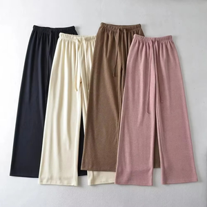 High Quality Polyester/Cotton Regular Fit Straight <b>Sweatpants</b> <b>Women</b> Casual Gym Stacked <b>Sweatpants</b> Pockets Fleece Fabric - Product Image 1