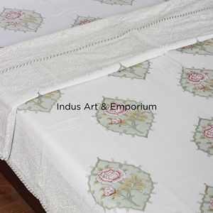 Ndian-Juego de ropa de cama con funda de almohada, juego de sábanas con bordes enjuagados, sanganeri artesanal - Product Image 2