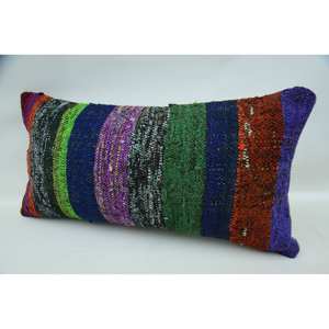 Multicolor Vintage patrón Kantha Patchwork lana almohada 12x24 pulgadas tejido decorativo cojín - Product Image 3