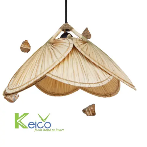 High Quality and Eco Friendly Dried Palm Leaves Lampshade Vintage Dried Palm Leaves Lamp Shade From Keico Vietnam