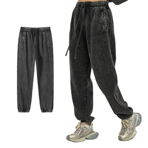Pantalones de Jogger rectos de lavado ácido para mujer OEM Servicio personalizado OEM de lana de algodón de peso pesado de invierno frente plano - Product Image 2