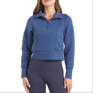 เสื้อฮู้ดดี้ผ้าฟลีซเนื้อนุ่ม 400 450 แกรม คอกลม ป้องกันขนร่วง แขนยาว สำหรับผู้หญิง พรีเมียม ทรงโอเวอร์ไซส์ แบบซิปครึ่งตัว - Product Image 1