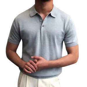 เสื้อโปโลลําลองผ้าฝ้าย 100% ป้องกันการหดปรับป้องกัน Pilling ระบายอากาศทั้งขายผ้าถักแขนสั้นไร้ริ้วรอย - Product Image 1