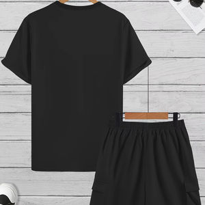 Ensemble d'été pour hommes T-shirt à manches courtes personnalisé deux pièces 100% Polyester séchage rapide respirant Style de rue Logo personnalisé - Product Image 3