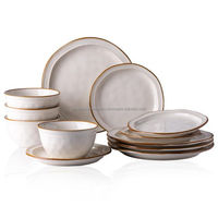 Juego de Platos de Porcelana Blanca Redondos Ecológicos, Estilo Americano, Decorados con Esmalte, para Bodas y Restaurantes