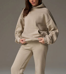 Haute qualité 2 pièces femmes jogging ensemble 100% coton lourd 500GSM coupe ample goutte épaule hiver tenue décontracté femmes survêtement ensemble - Product Image 3