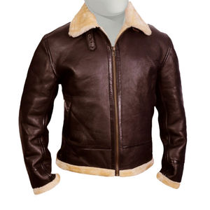 Chaqueta Bomber de Piel de Oveja B3 Cálida para Hombre |   Chaqueta de Piloto RAF de Otoño en Piel de Oveja Genuina |   Cuello alto antibacteriano - Product Image 1