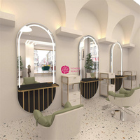 Miroir de salon de coiffure avec éclairage LED Yicheng, vente chaude, station de miroir de salon de coiffure, miroir de conception de style pour salons de coiffure